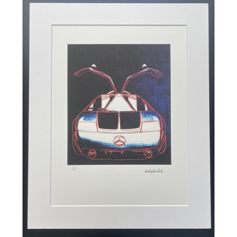 Técnica de granolitografía vintage "Mercedes C111 azul" de Andy Warhol, 1995