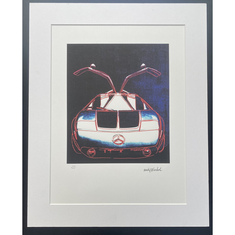 Vintage granolithography technique "Mercedes C111 blue" by Andy Warhol, 1995