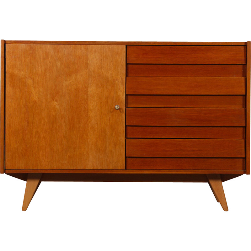 Vintage oakwood storage unit model U-458 by Jiri Jiroutek for Interier Praha, 1960