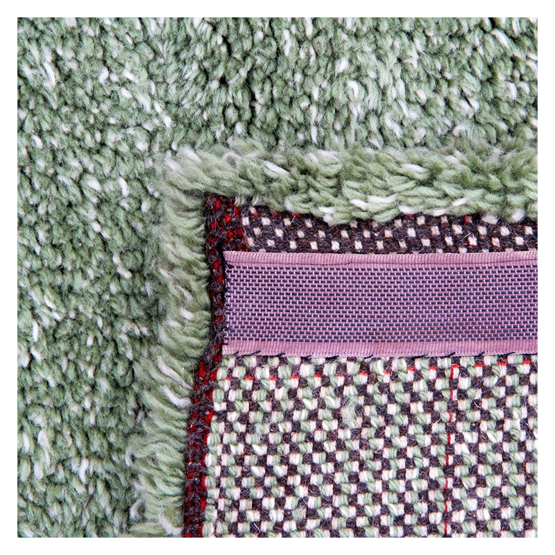 Green vintage woolen carpet - 1970s