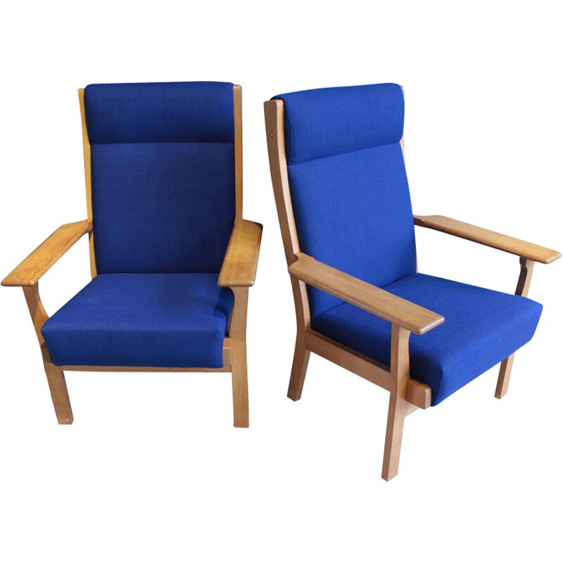Pair of Getama "GE 181 A" lounge chairs in oak, Hans WEGNER - 1970s