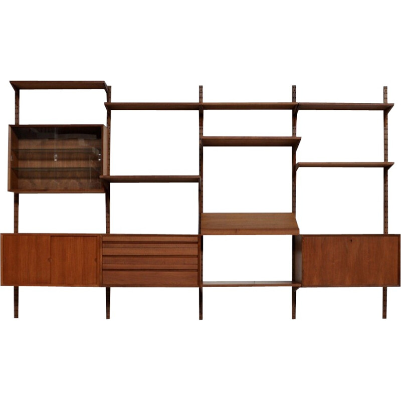 Cado teak and brass wall unit with several modules, Poul CADOVIUS - 1950s