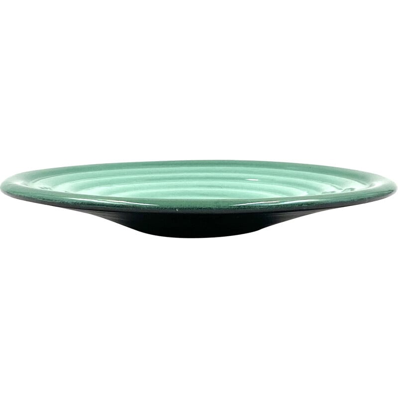 Mid century green ceramic plate by Giuseppe Mazzotti for Albisola, Italy 1960s