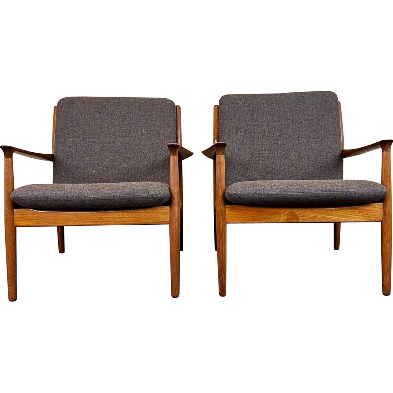 Paar vintage teakhouten fauteuils van Svend Aage Eriksen voor Glostrup, jaren 1960-1970
