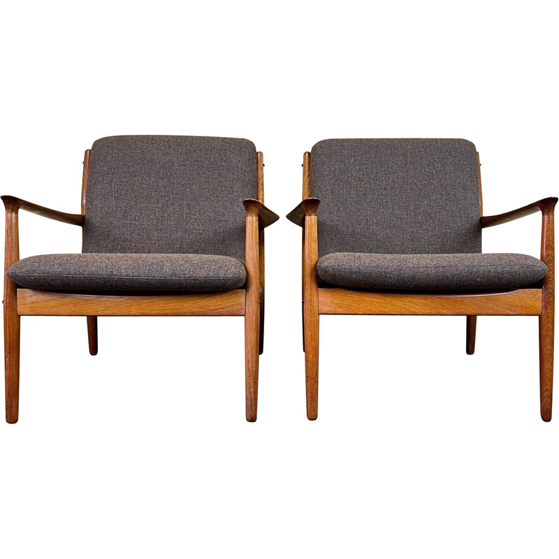 Paar vintage teakhouten fauteuils van Svend Aage Eriksen voor Glostrup, jaren 1960-1970