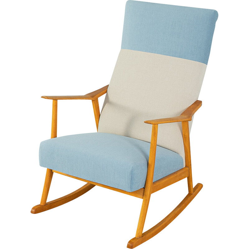 Silla mecedora vintage con estructura de madera de haya, Alemania 1950