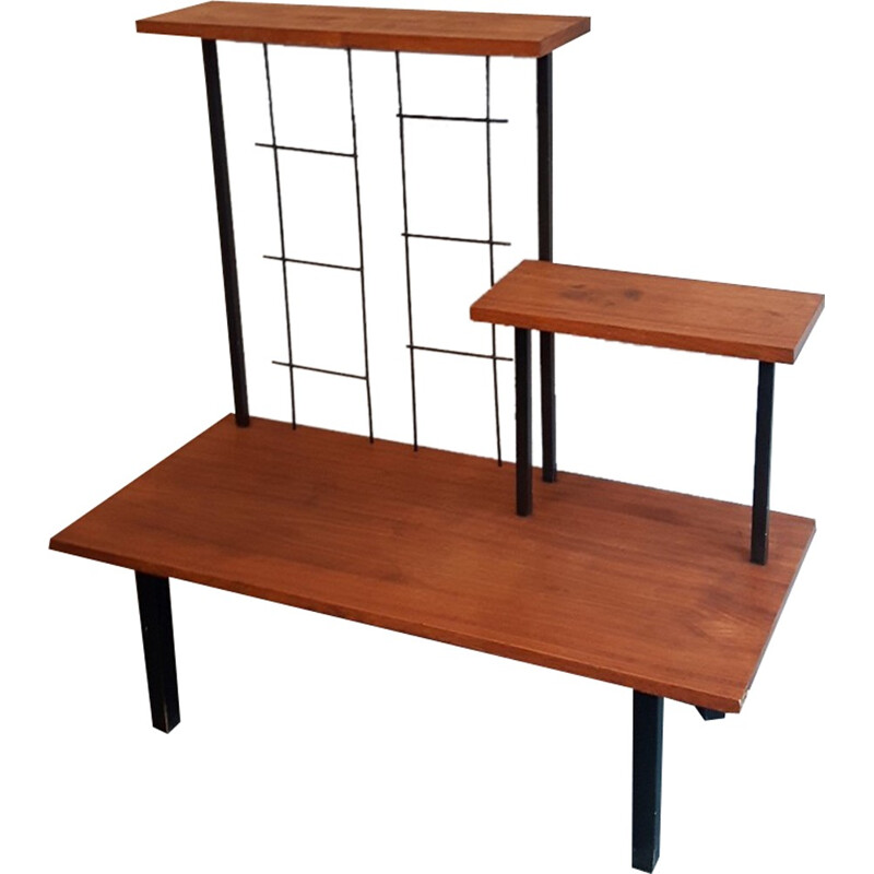 Table d'appoint moderniste en bois et métal - 1950 