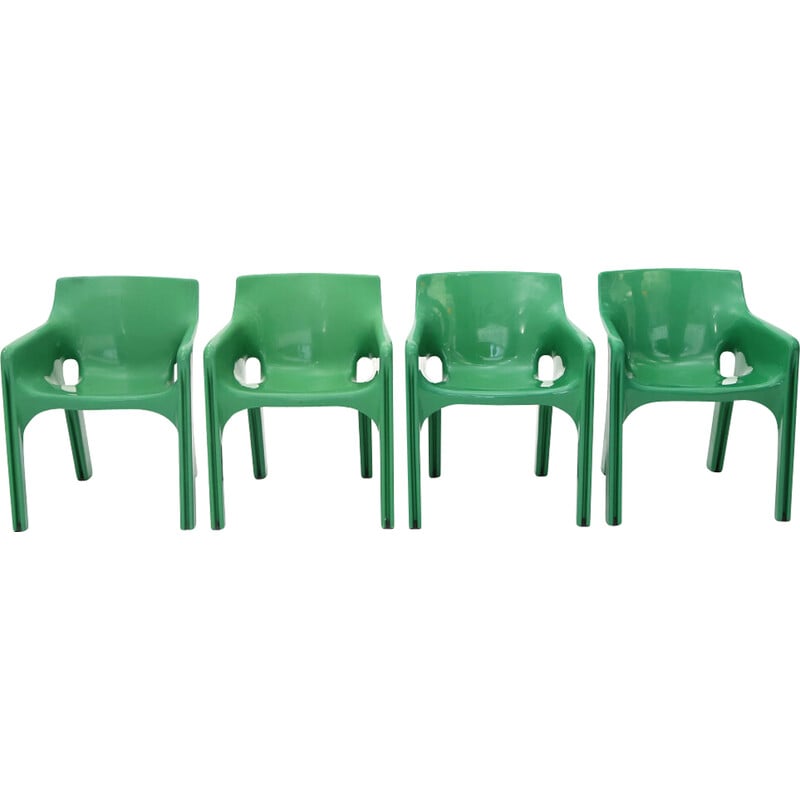Ensemble de 4 chaises vintage vertes