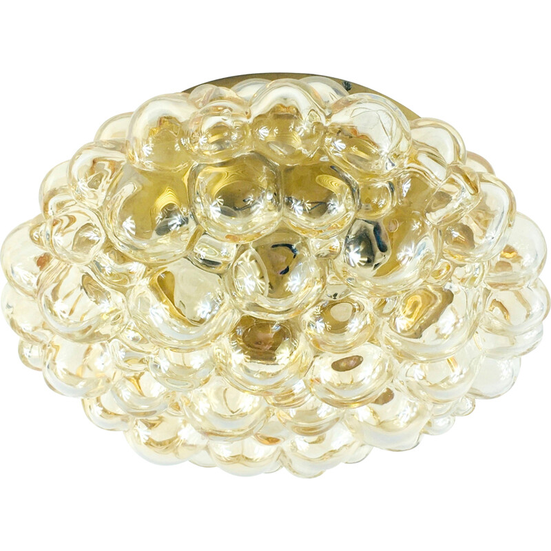 Vintage amber bubble glass ceiling lamp by Helena Tynell for Limburg, Germany 1970s