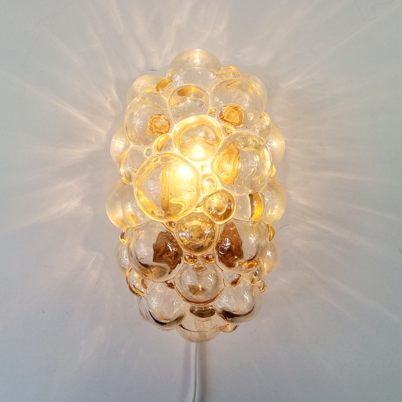 Pair of vintage amber bubble glass wall lamps by Helena Tynell for Limburg, Germany 1960s