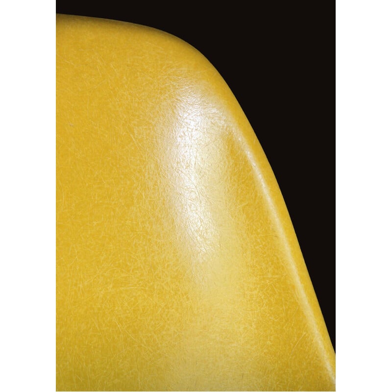 Pair of vintage yellow Dsw chairs by Charles and Ray Eames for Herman Miller