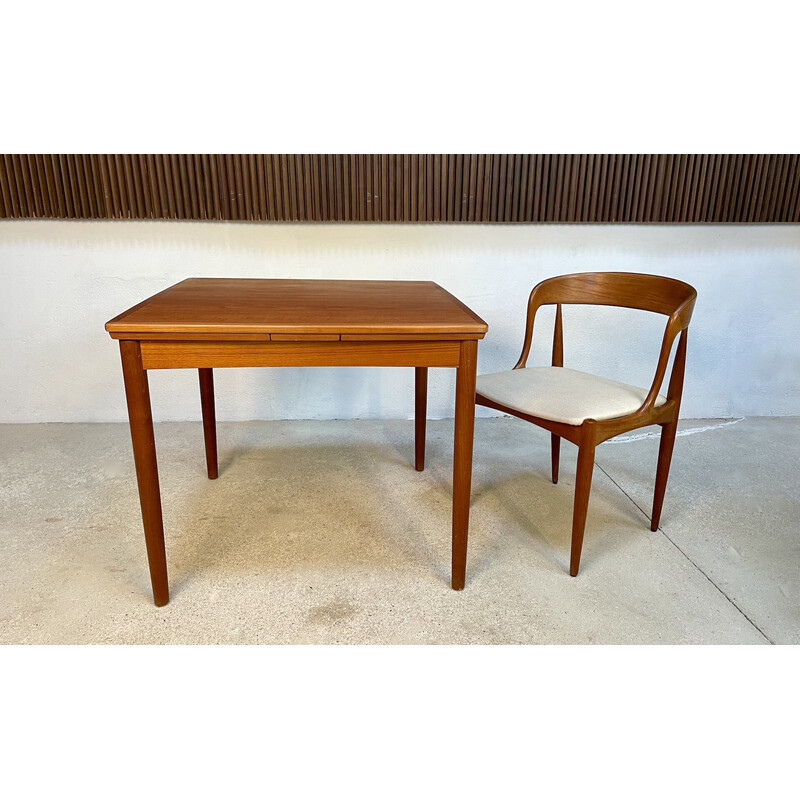 Danish vintage extendable square teak dining table by Poul Hundevad for Hundevad and Co., 1960s