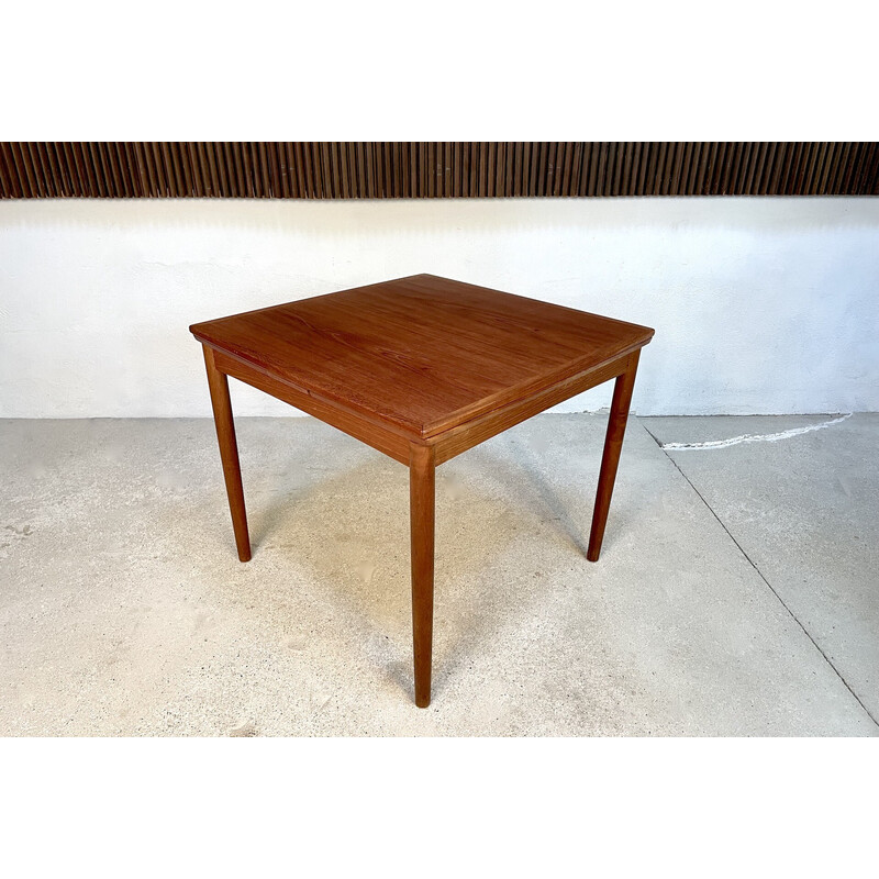 Table danoise vintage carrée extensible en teck de Poul Hundevad pour Hundevad and Co, 1960