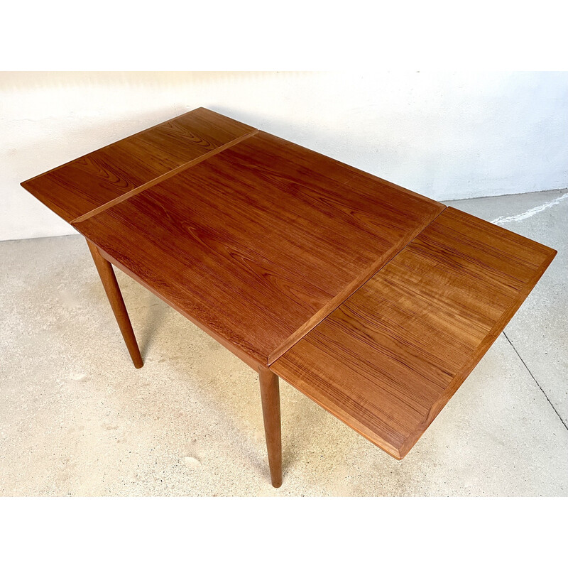 Table danoise vintage carrée extensible en teck de Poul Hundevad pour Hundevad and Co, 1960