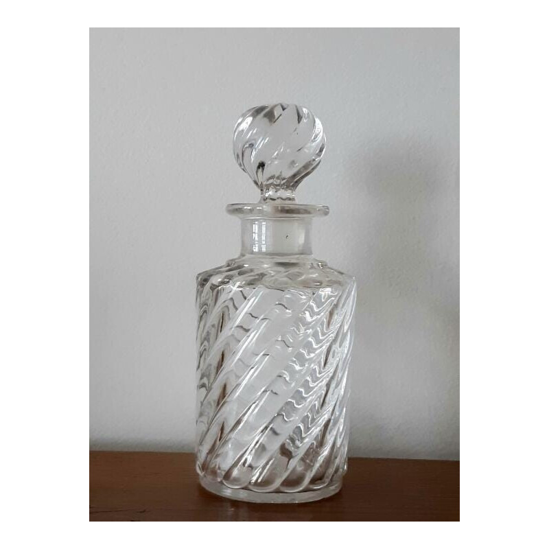 Juego de 3 botellas de cristal de Baccarat de época, modelo Bambou, 1910