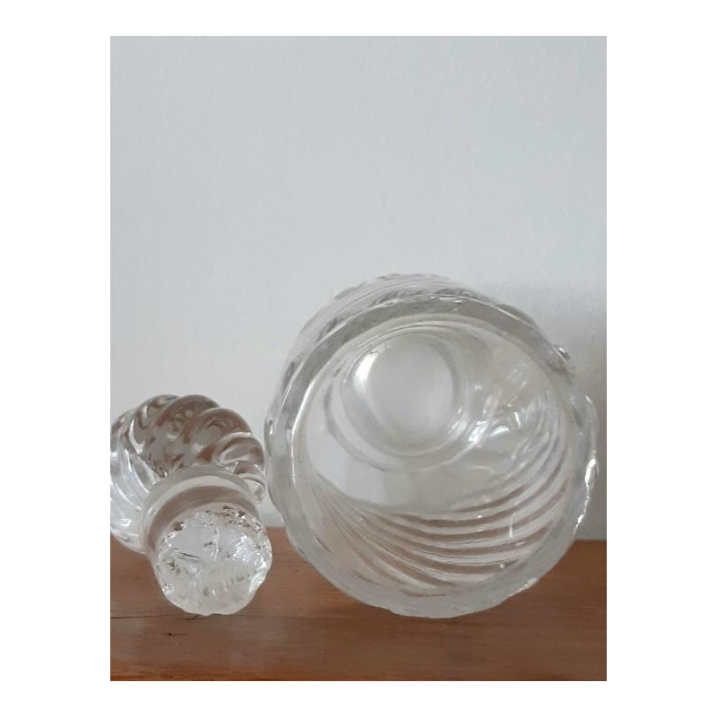 Conjunto de 3 garrafas de cristal Baccarat vintage, modelo Bambou, 1910