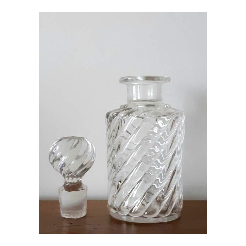 Conjunto de 3 garrafas de cristal Baccarat vintage, modelo Bambou, 1910