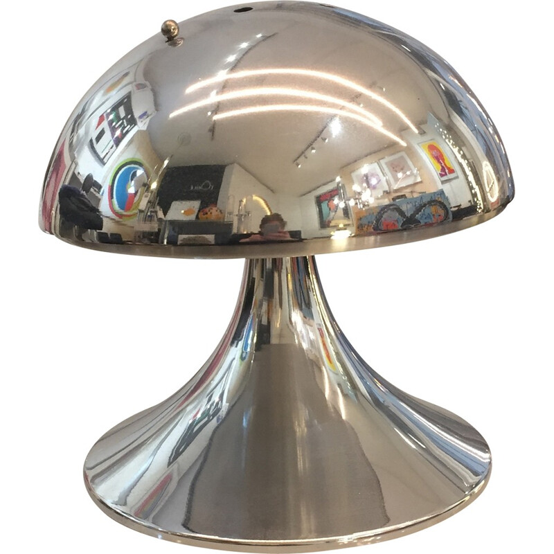 Mushroom shaped table lamp in stainless steel - 1970s