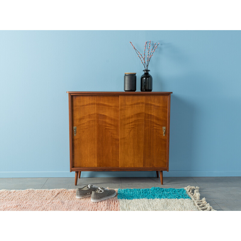 Vintage shoe cabinet in macoré veneer with two sliding doors, Germany 1950s