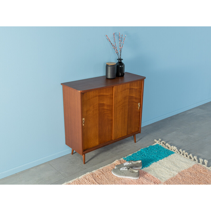 Vintage shoe cabinet in macoré veneer with two sliding doors, Germany 1950s