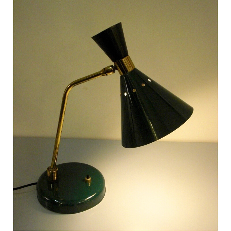 Dark green Italian desk lamp - 1950s