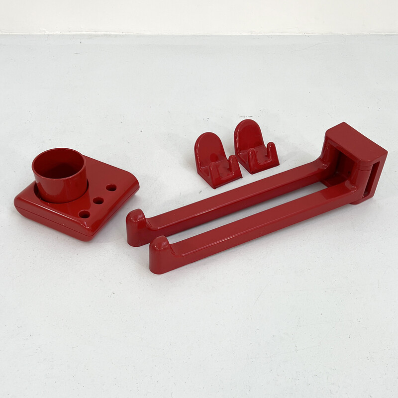 Vintage red bathroom set by Makio Hasuike for Gedy, 1970s