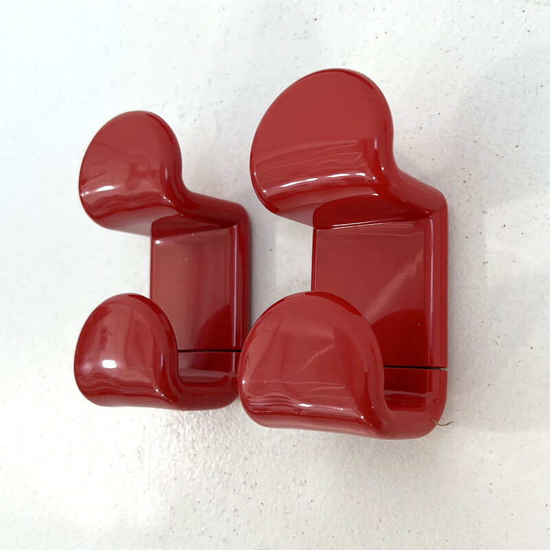 Vintage red bathroom set by Makio Hasuike for Gedy, 1970s