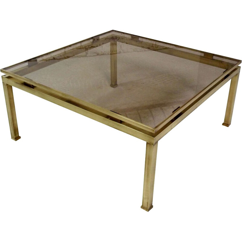 Jansen large squared coffee table in brass, Guy LEFEVRE - 1970s