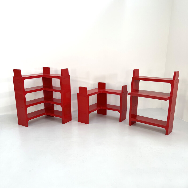 Modulares rotes Vintage-Regal mit Schreibtisch von Olaf Von Bohr für Kartell, 1970