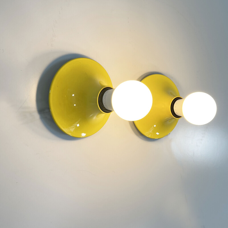 Pair of vintage yellow Teti wall lamps by Vico Magistretti for Artemide, 1970s