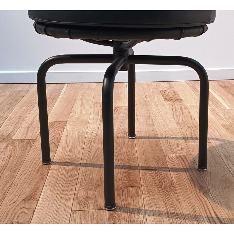 Vintage Lc8 stool in leather and metal by Charlotte Perriaud for Cassina