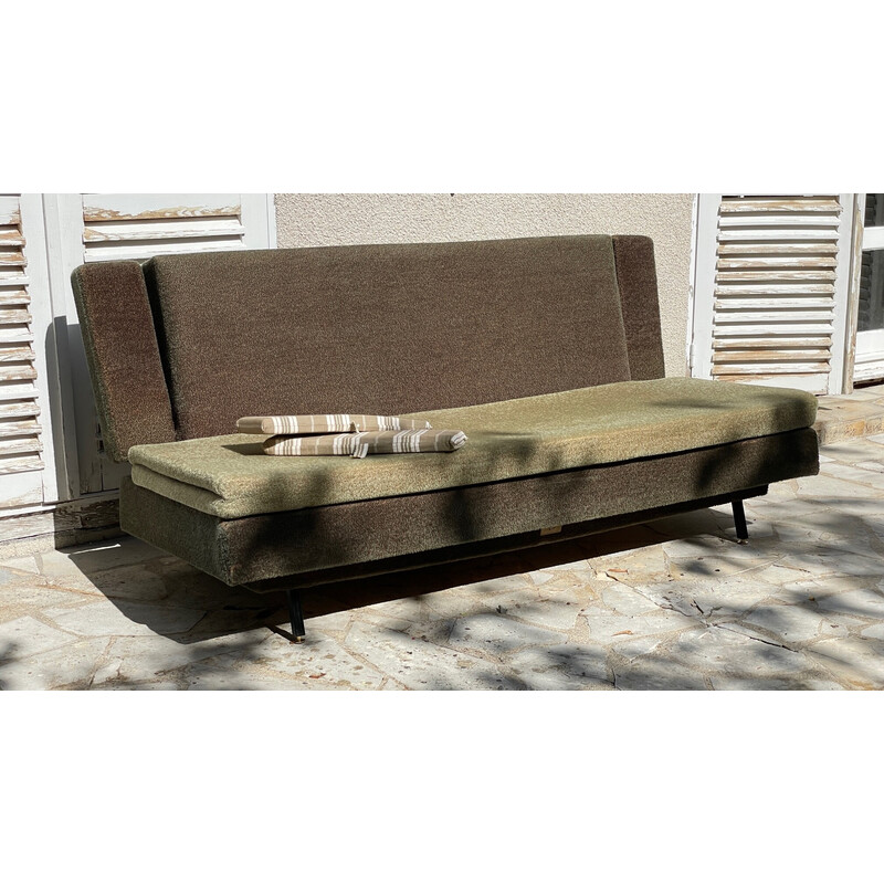 Vintage Clic-Clac style sofa bed in wood and foam, 1950