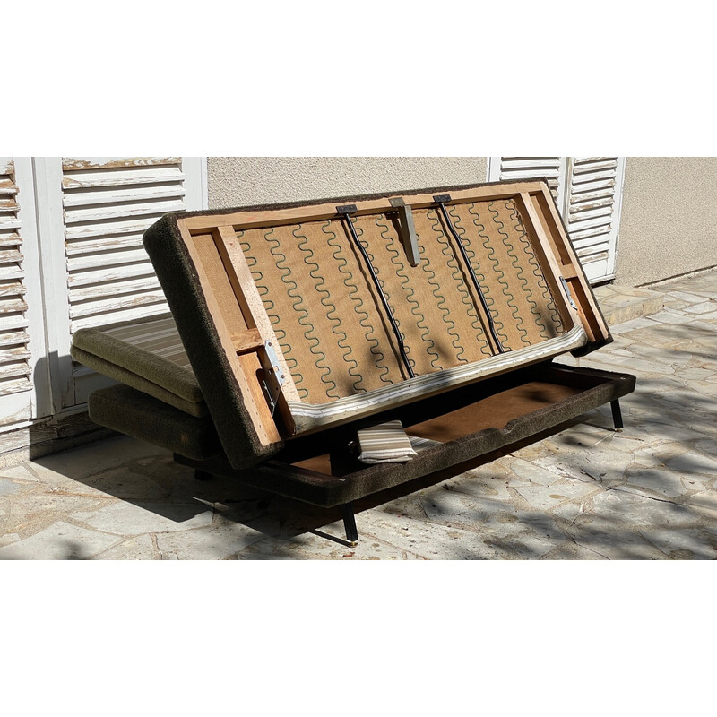 Divano letto vintage in stile Clic-Clac in legno e schiuma, 1950