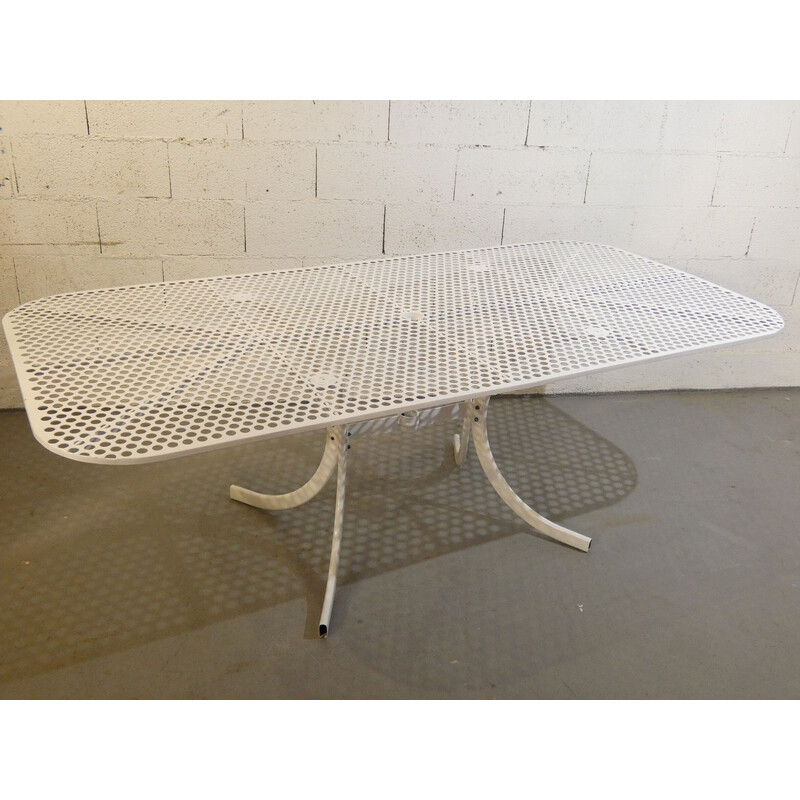 Vintage white lacquered metal garden table, 1960