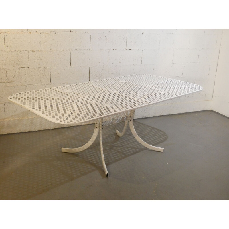 Vintage white lacquered metal garden table, 1960