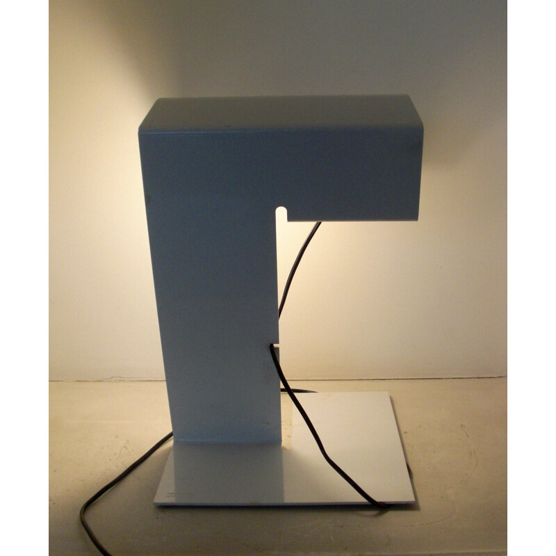 Table lamp made out of a single sheet of lacquered metal - 1970s