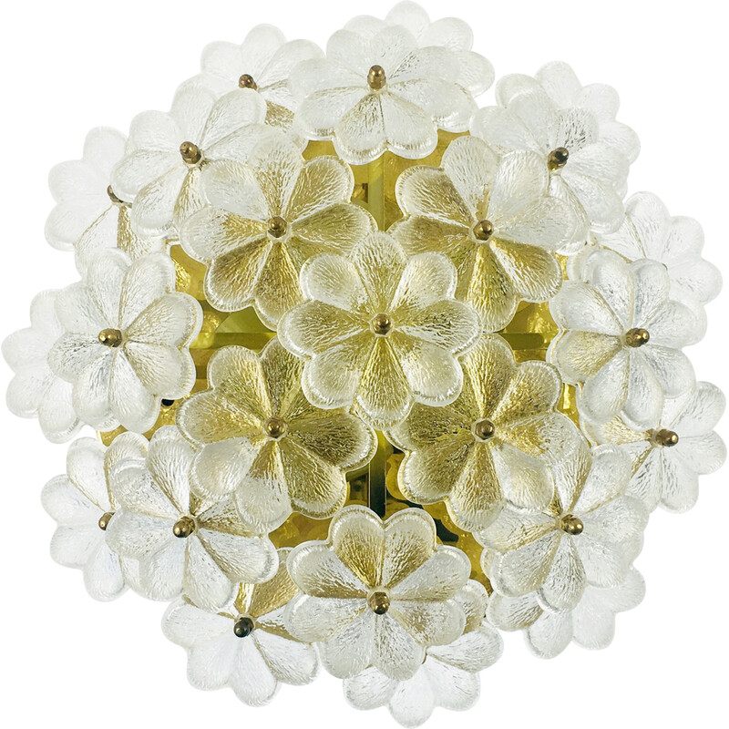 Mid-century Floral Murano glass ceiling lamp by Ernst Palme for Palwa, Germany 1970s