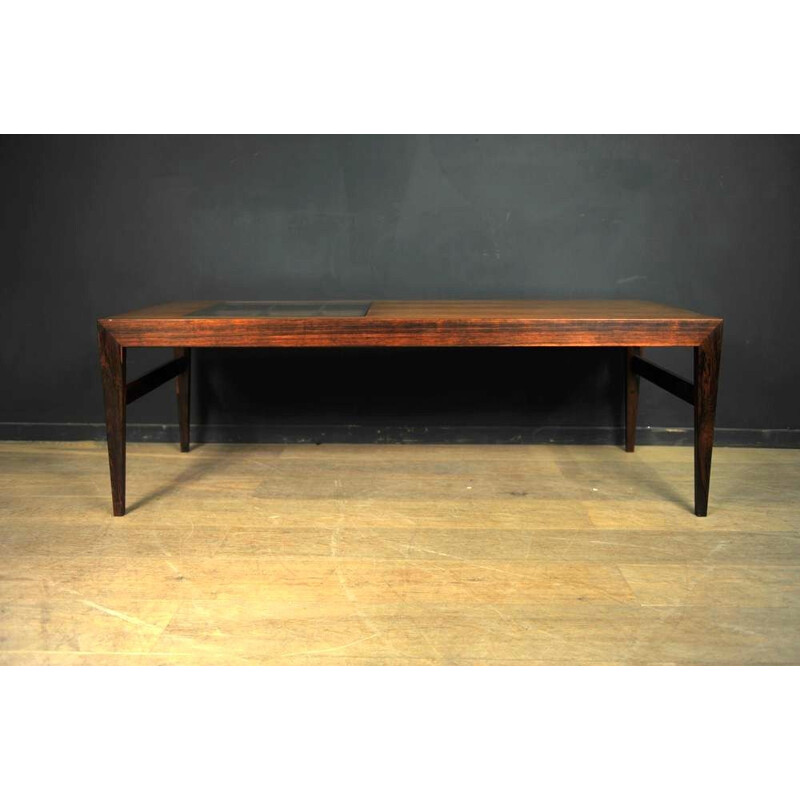 Scandinavian Rosewood and glass coffee table - 1960s