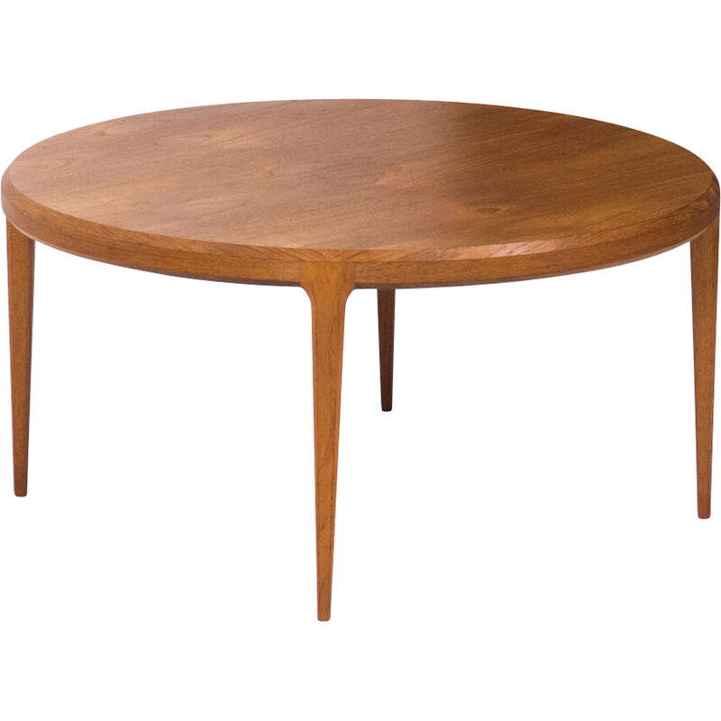 Table basse ronde vintage en teck de Johannes Andersen pour Cfc Silkeborg, Danemark 1960