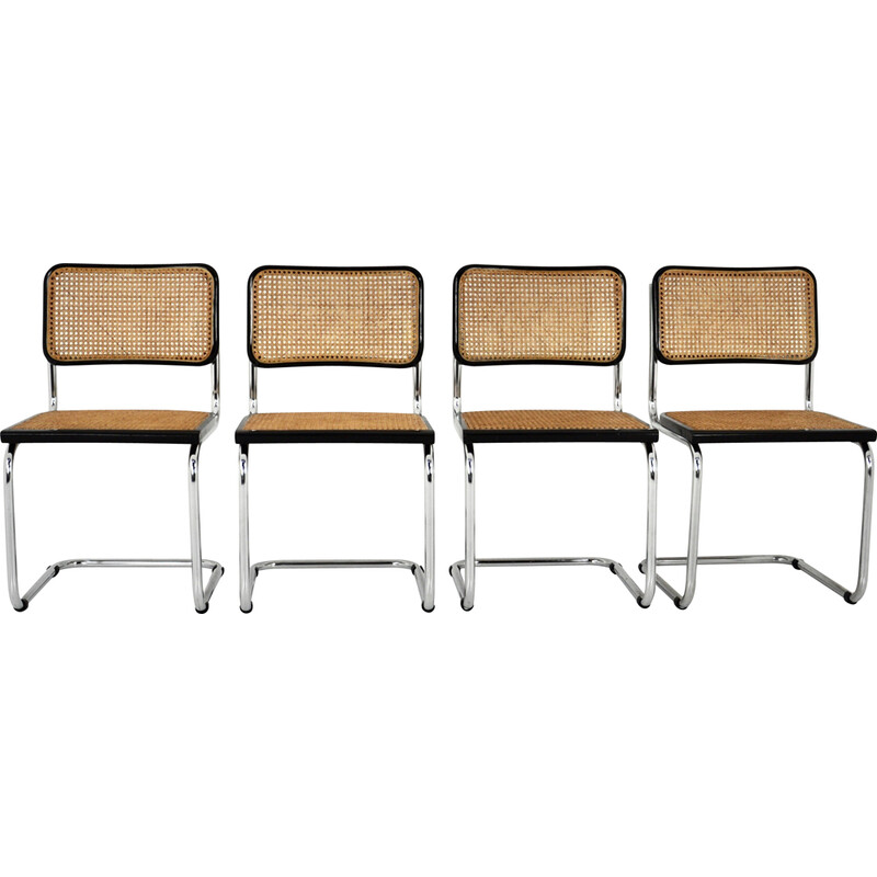 Set di 4 sedie vintage nere B32 di Marcel Breuer