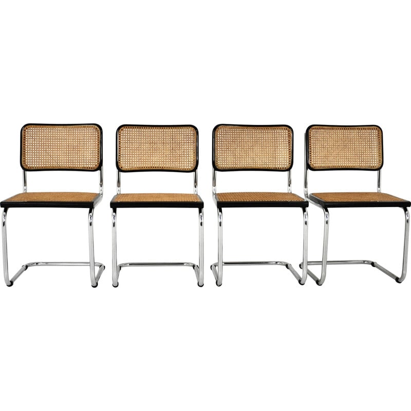 Set of 4 black vintage B32 chairs by Marcel Breuer