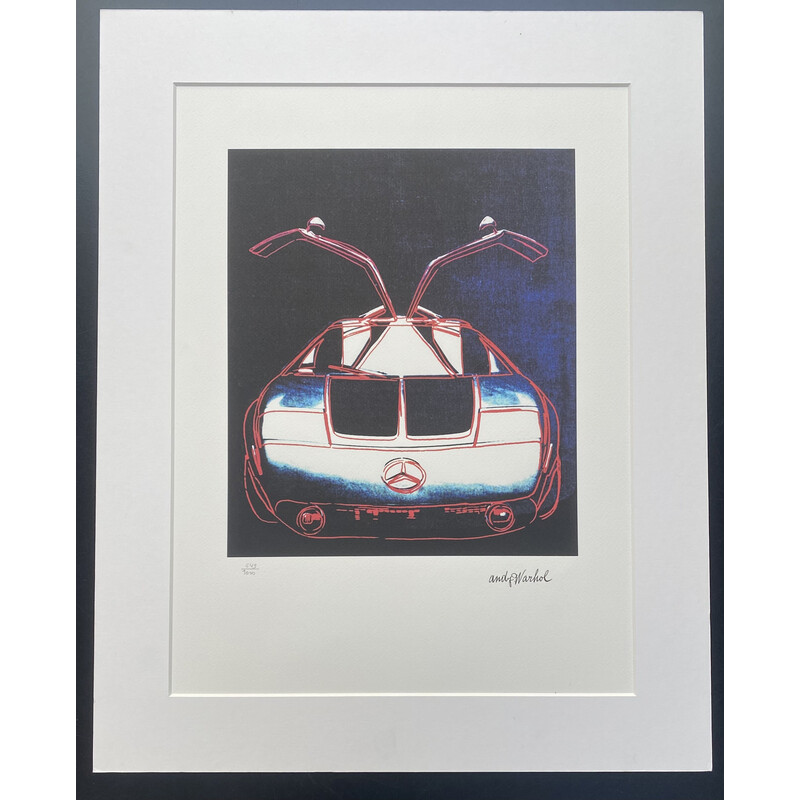 Technique granolithographie vintage "Mercedes C111 bleu" par Andy Warhol, 1995