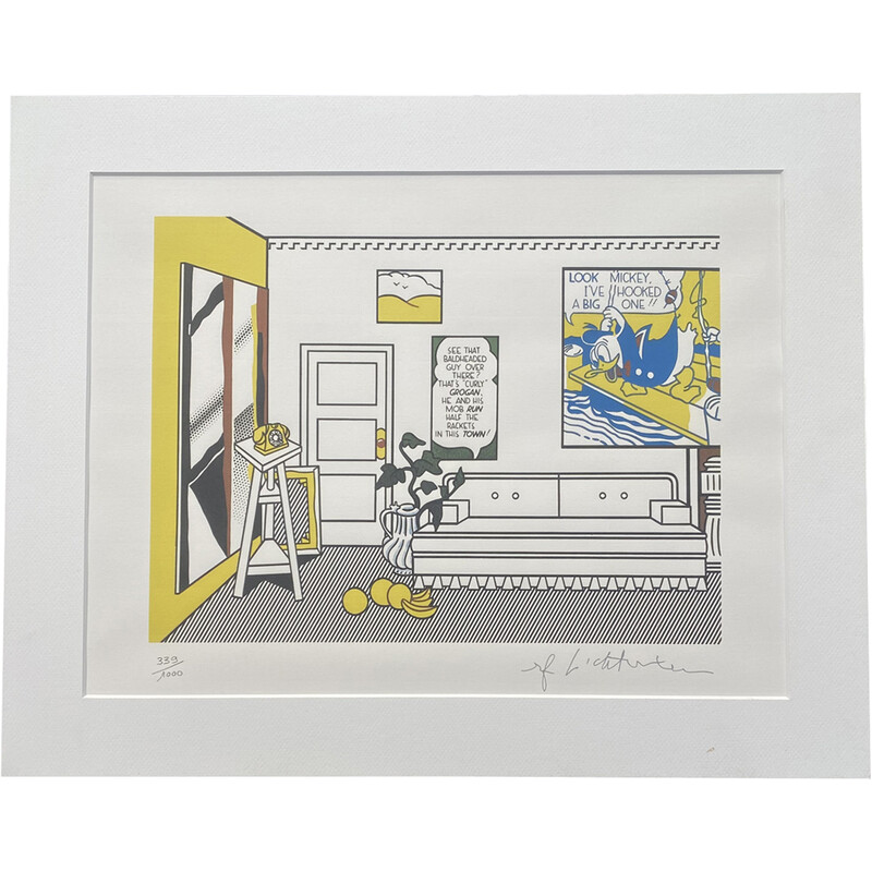 Tecnica di granolitografia vintage "Artist's Studio Look Mickey" di Roy Lichtenstein, 1995