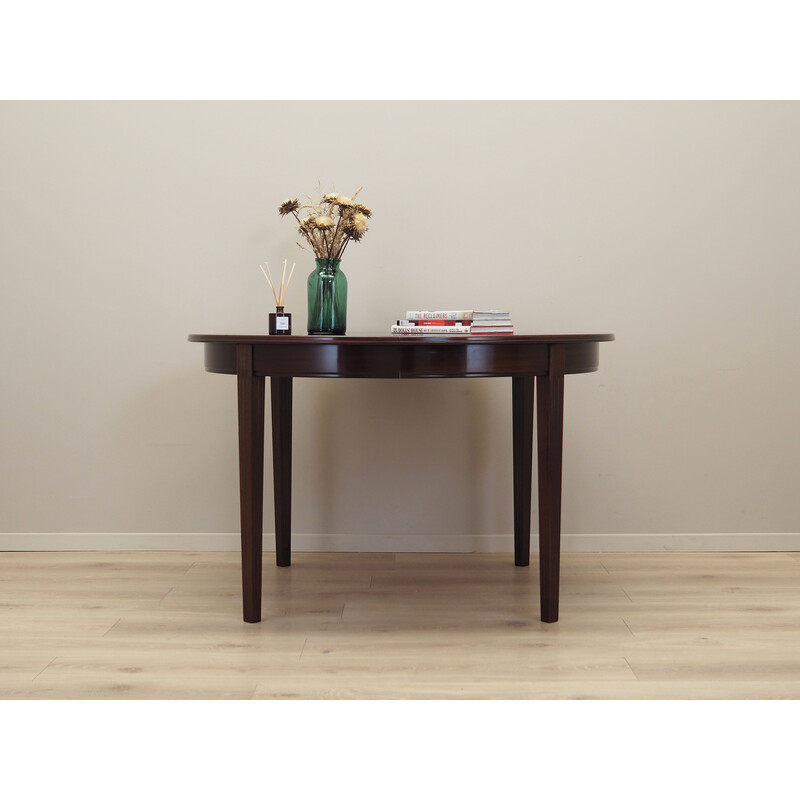 Vintage round mahogany table, Denmark 1970s