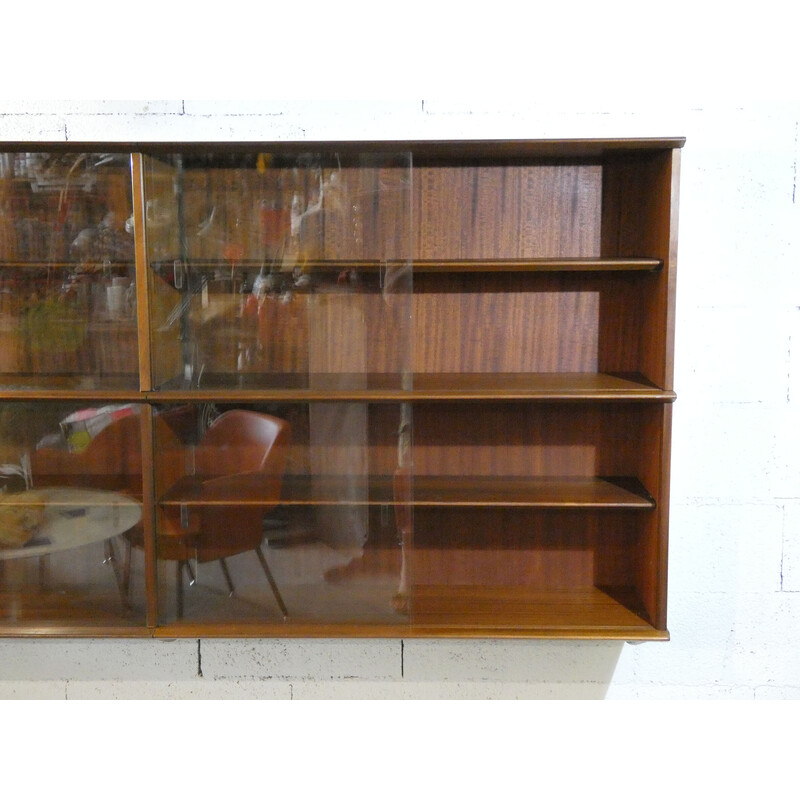 Vintage mahogany and glass shelf by Didier Rozaffy for Oscar, 1950