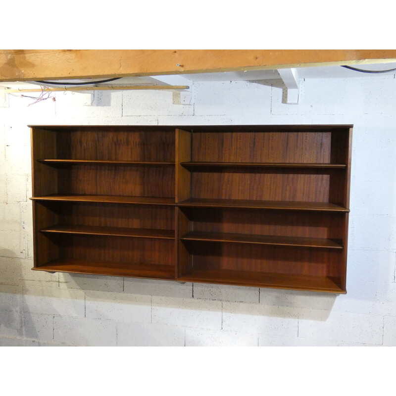 Vintage mahogany and glass shelf by Didier Rozaffy for Oscar, 1950