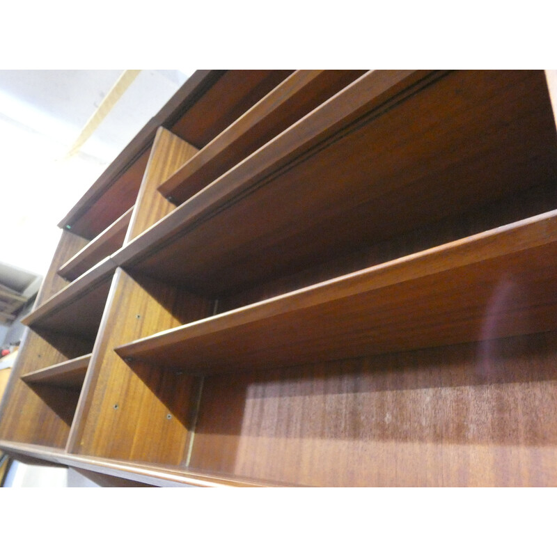 Vintage mahogany and glass shelf by Didier Rozaffy for Oscar, 1950