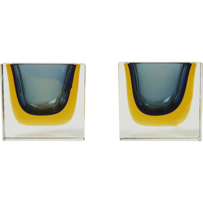 Pair of vintage Sommerso cups by Flavio Poli for Seguso, 1960