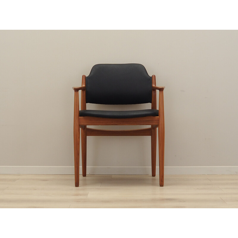 Vintage Deense teakhouten fauteuil met bekleding door Arne Vodder voor Sibast, 1960s