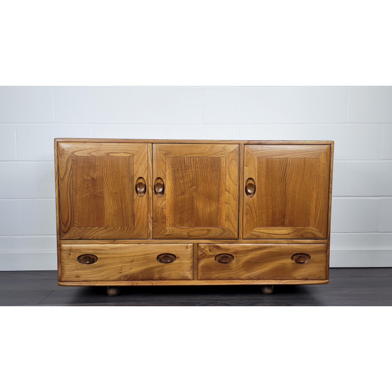 Vintage English elmwood sideboard by Lucian Ercolani for Ercol, 1960s